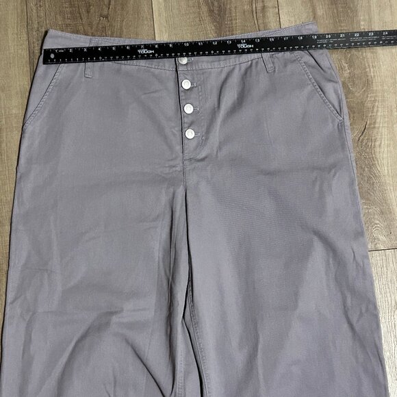 J. CREW Grey Button-Fly Wide Leg Crop Twill Pants Size 16 - Picture 9 of 13